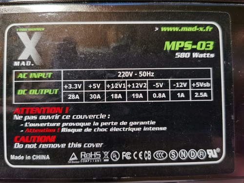 Xilence XP650R6.2 Alimentation PC Gaming ATX 650W, 80 Plus, 1x 20+4 broches, 1x