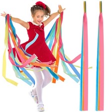24 Pcs Rainbow Dance Ribbons, Rhythm Streamers, Gymnastics Handheld Streamers...
