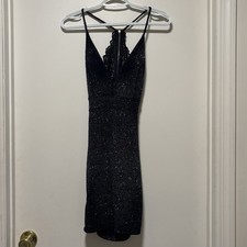 Windsor Junior’s Small Glittery navy Lace Back Bodycon Dress homecoming prom
