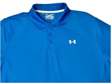 UNDER ARMOUR HEAT GEAR Men's XL Loose Fit SS Collared Active Golf Polo Shirt BLU