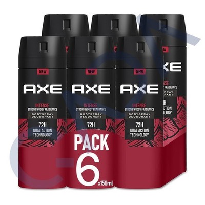 AXE 72Hr Intense Long Lasting Deodorant Body Spray Fragrance for Men - 6 Pack