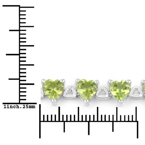 10.24 Carat Genuine Peridot and White Diamond .925 Sterling Silver Bracelet - Picture 5 of 7