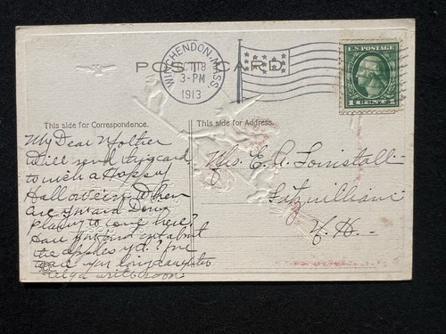 Antigua postal de felicitación de Halloween de 1913 Bergman bruja JOL escoba gato murciélago - Imagen 2 de 2