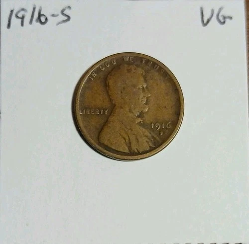 1916-S Lincoln Wheat Cent San Francisco Mint Very Good