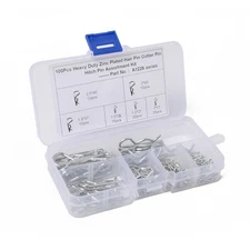100-Pc Cotter Pin Kit. Galvanized, multiple types for industrial use.