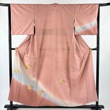 M Silk Kimono Pongee Fabric Chinese Pink Beige Used Size M