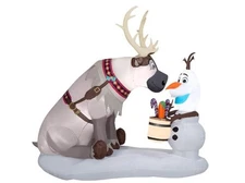 Gemmy Airblown Inflatable Olaf and Sven with Candy Canes 7 Feet  #33829 New