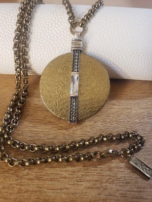 SILPADA ''CRYSTAL TOKEN''SWAROVSKI, BRASS COLOR, PENDANT NECKLACE 