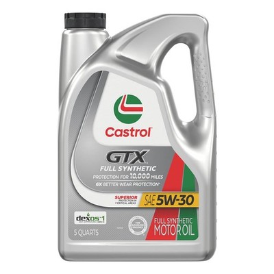 Castrol GTX Full Synthetic 5W-30 Motor Oil, 5 Quarts 5 Quarts, Amber 