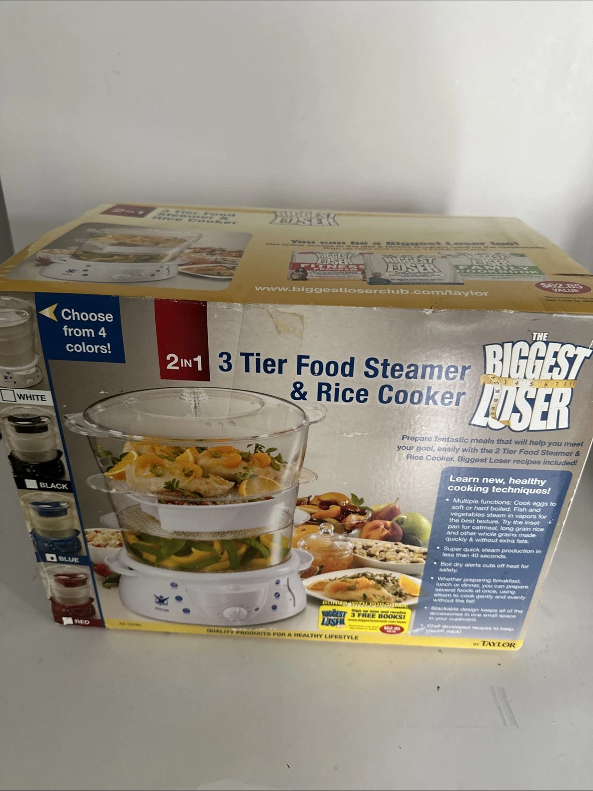 Biggest Loser 3 Tier Food Steamer & Rice Cooker 2 in 1 by TAYLOR - Blue - New