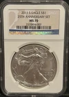 2011-S SILVER EAGLE NGC MS70 25TH ANNIVERSARY SET Label