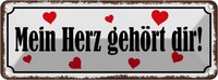 Blechschild 10X27 Cm Mein Herz GehöRt Dir Dekoration Spruch Zitat Deko Geschenk