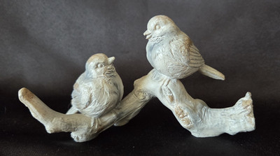 Two Birds on Branch Statue Garden Tabletop Figurine Home Decor Resin 6''x3.25''