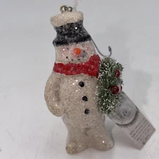 Ragon House Snowman With Bottle Brush Wreath Ornament Retired