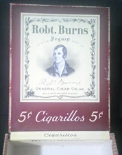 Robt. Burns Cigarillos Cigar Box. Small Empty Box.