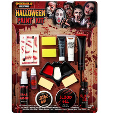 16 Pcs Halloween Family Makeup Kit Face Body Paint with Liquid Blood Gel, Fake B