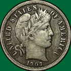 1907 Barber Dime Choice Very Fine VF+ Coin #39882