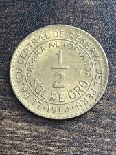 1964 Peru 1/2 Half Sol de Oro Beautiful Rare Actual Coin TB9908*
