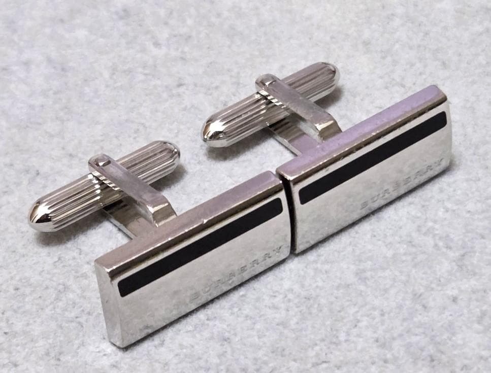 BURBERRY Cufflinks Silver Rectangle Shape [Very g… - image 3