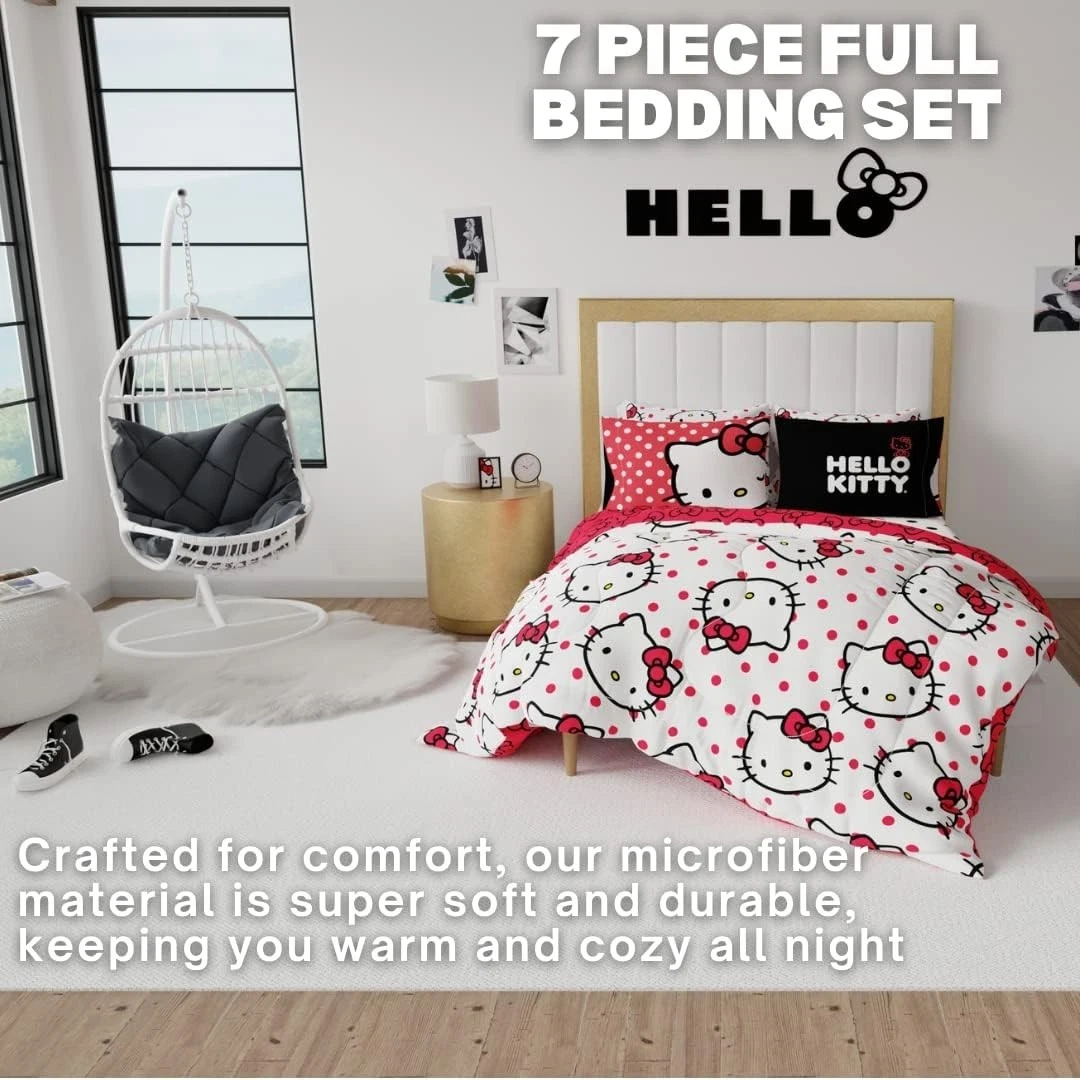 Reversible Hello Kitty Comforter Set - 7 Piece