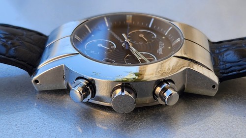 Raro Orologio Uomo St Dupont Cronografo Acciaio Quarzo - Foto 6 di 7