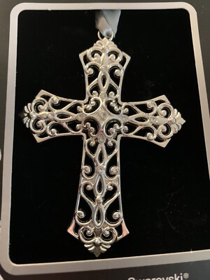 HARVEY LEWIS Cross Christmas Ornament W/ Crystals From Swarovski New In Box