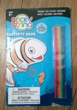 NEW sticky string activity book w/ 8 reusable sticky strings tracing dot to dot