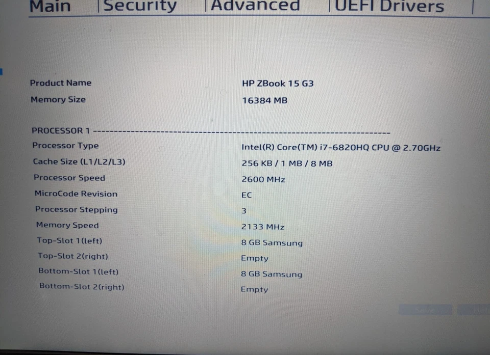 Portátil incompleto HP ZBook 15 G3 156 i76820HQ 270 GHz 16 GB RAM NVIDIA 1000 M G3D Foto 3 de 4