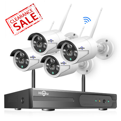 Hiseeu WiFi CCTV Camera Security System, 4PCS 3MP Night Vision Cameras, NO HDD