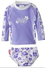 BANZ Toddler Girl's up to 26½lb UV Long Sleeve Rash Guard Top w/Swim Diaper Set 