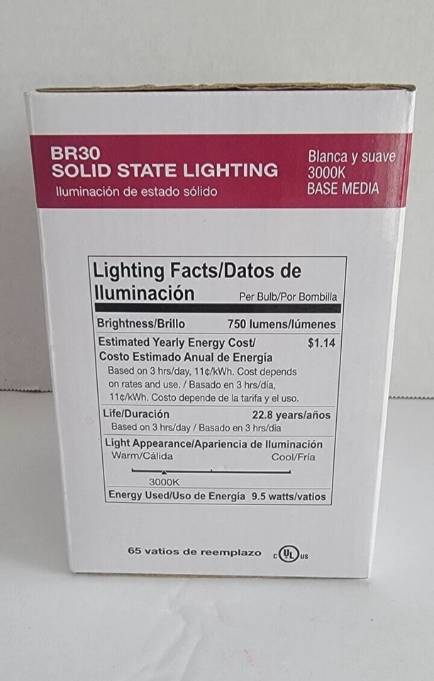 Halco 9.5 Watt BR30 LED Dimmable Light Bulb - 3000K Flood Lights 120V - Image 4 of 4