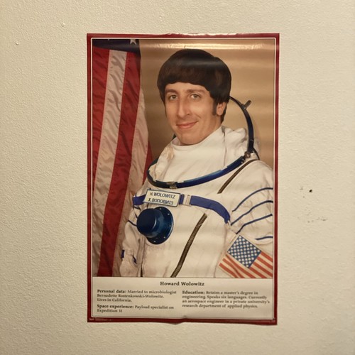 Big Bang Theory Howard Wolowitz Poster 22 1/2" W x 34" H NASA Space Astronaut