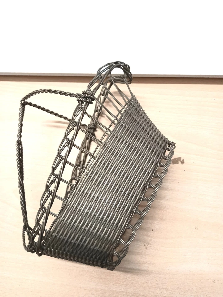 Körbchen, Flaschenkorb, Eisen,Fil de Fer, Shabby, Eisendraht FRANCE, Silberdraht - Bild 2 von 4