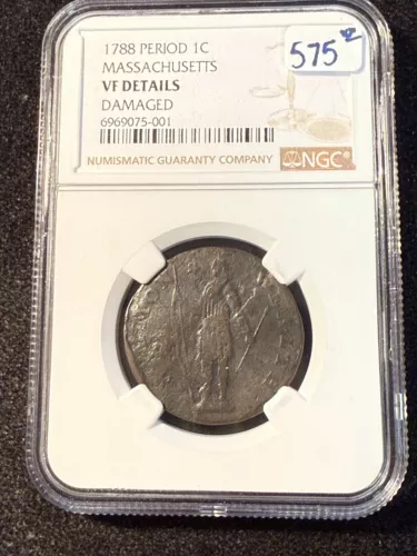 1788 PERIOD 1C MASSACHUSETTS NGC VF DETAILS DAMAGED