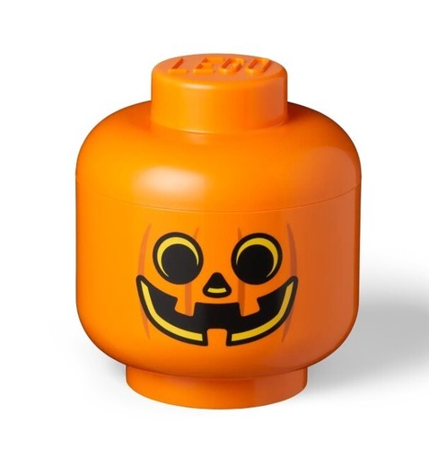 (2) LEGO Storage 5005886 + 5006590 Large & Small Head Bright Orange Pumpkin - Picture 15 of 15