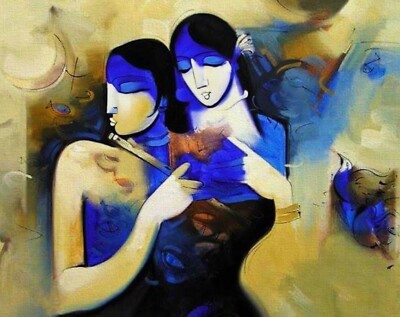 Lady Flute Player | Handmade Painting | Cotton Canvas | Acrylic Color