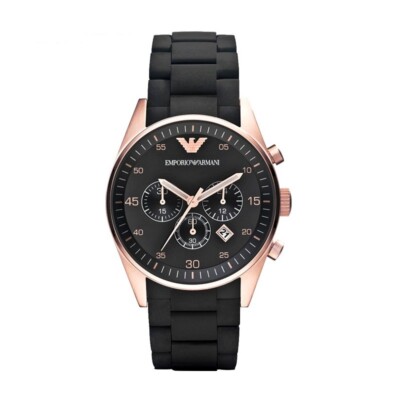 Emporio Armani AR5905 Sportivo Rose Gold, Black and Silicone Mens
