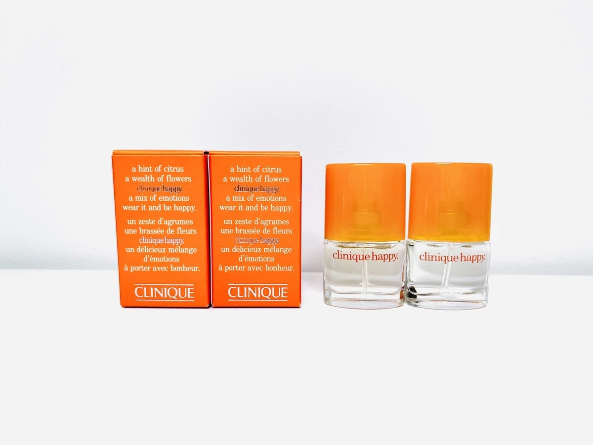 2 Clinique Happy Perfume Spray Travel Size 0.14 oz 4 ml 2 8 ml New In Box