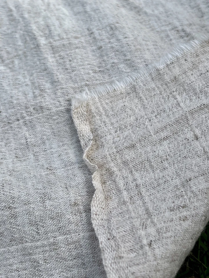 Neutral Hemp Organic Cotton Sile Cloth Fabric | Natural Beige, Undyed, 2 Yards - Image 3 of 4