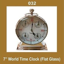 7'' Weltzeit Uhr Nautische Uhr Quarz Flachglas Römische Zahlen Messing S2u