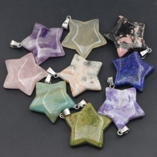 10pcs 30mm Natural Crystal Star Stone Pendant Healing Reiki Quartz Jewelry DIY