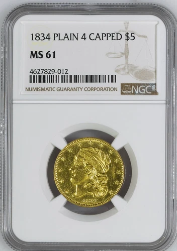 1834 CAPPED BUST $5 NGC MS 61