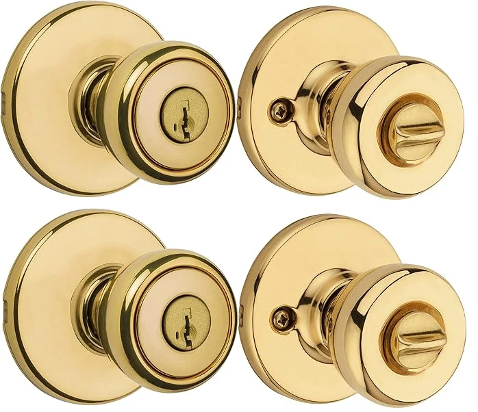 钥匙入口门把手,Tylo,抛光黄铜 - Kwikset 400T-3-6AL-RCS (2 包) — 第 2/3 张图片