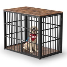 48'' XXL Dog Crate Furniture with 3 Doors,Wooden Crate End Table Heavy Duty I...