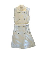 Michael Kors Women's White Collared Double Breasted Belted Dress Size M