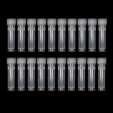 20x Small Plastic 1.5ml Small Vials Screw On Cap Clear Test Tube Mini Lab Bottle