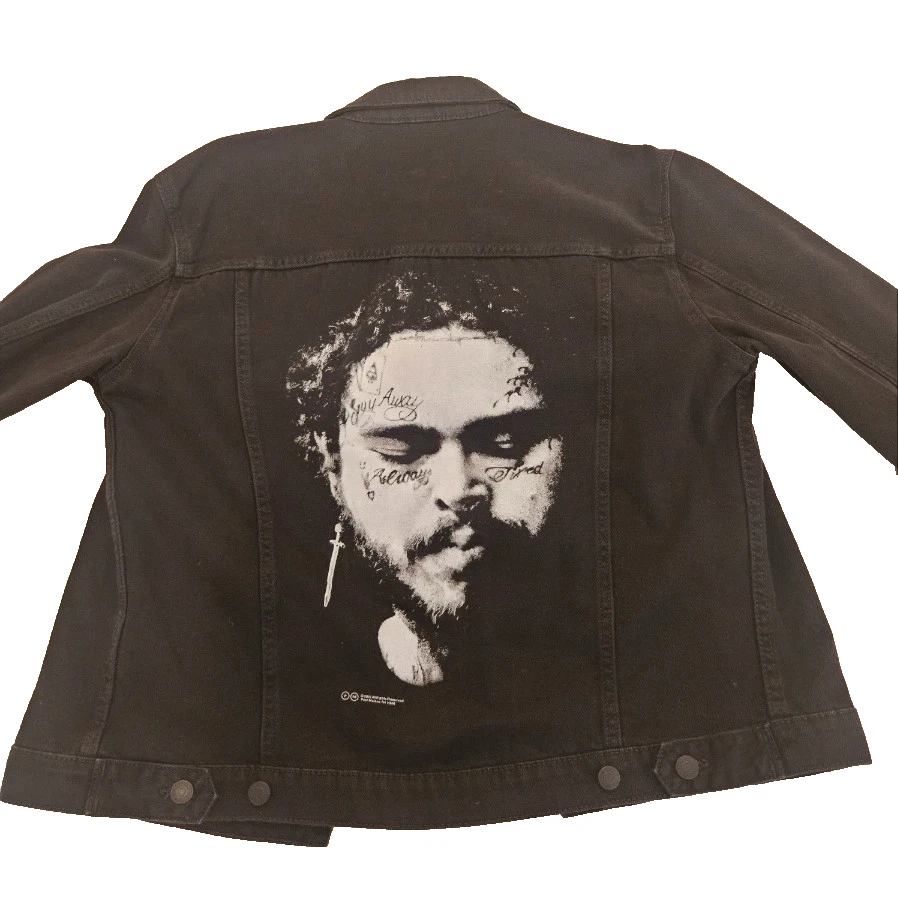 Limited edition H&M Black Denim Jacket with Post Malone Medium size
