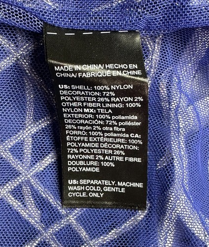 Chico's Blue & White Semi Sheer Ribbon Trim Jacket sz 2 (15466) - Picture 6 of 6