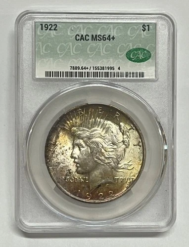 1922 Philadelphia Peace Silver Dollar CAC MS64+ Brilliant Uncirculated