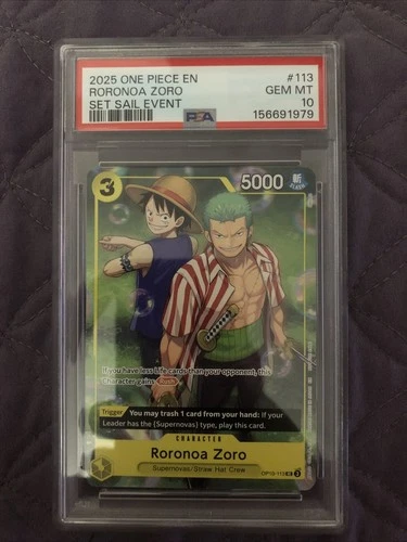 2025 One Piece Roronoa Zoro 2025 Learn Together Set Sail OP10-113 PSA 10